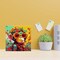 Figured'Art Mini Paint by Numbers Kit for Adults with Frame Fantasy monkey and flowers Small format 8"x8" - Craft Art Painting DIY Canvas Already Stretched on a Wooden Frame